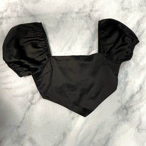 NWT Satin Puff Sleeve Blouse